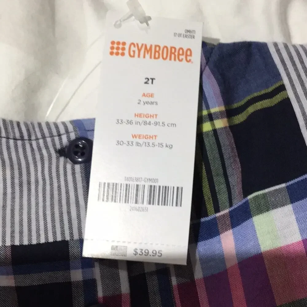 Gymboree madras plaid ruffled sleeve 2T dress NWT